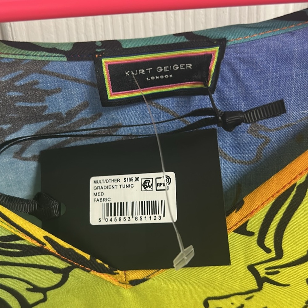Kurt Geiger Yellow and Blue Oversized Asymmetrical Tunic - Picture 4 of 5